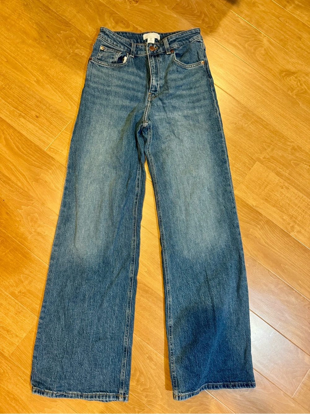 H&M Dark Wash Blue Denim Wide-Leg Jeans